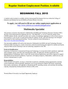 Regular Student Employment Position Available BEGINNING FALL 2015