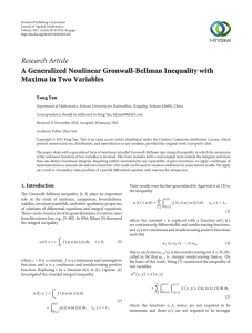 Research Article A Generalized Nonlinear Gronwall-Bellman Inequality with Maxima in Two Variables