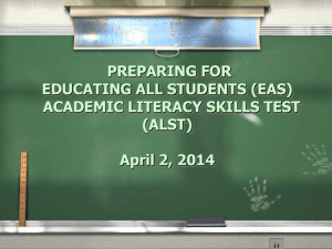 PREPARING FOR EDUCATING ALL STUDENTS (EAS) ACADEMIC LITERACY SKILLS TEST
