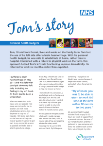 Tom’s story Personal health budgets