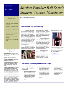 Mission Possible: Ball State’s Student Veteran Newsletter SVO Joins SALUTE Honor Society