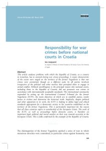 Responsibility for war crimes before national courts in Croatia Abstract