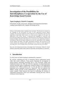 Investigation of the Possibilities for Interdisciplinary Co-operation by the Use of