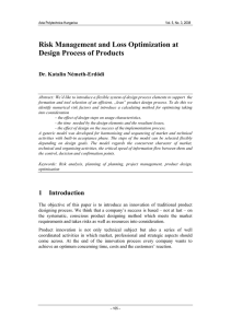 Risk Management and Loss Optimization at Design Process of Products