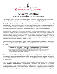 Quality Control A Model Program for the Food Industry