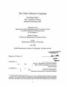 The  Ontic  Inference Language Stanford  University, 1991