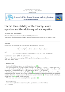 On the Ulam stability of the Cauchy-Jensen Jae-Hyeong Bae , Won-Gil Park