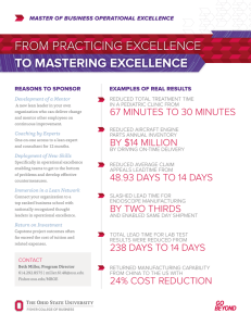 From Practicing ExcEllEncE to Mastering excellence 67 minutEs to 30 minutEs