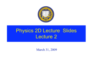 Physics 2D Lecture  Slides Lecture 2 March 31, 2009