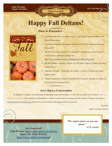 Happy Fall Deltans! Dates to Remember: