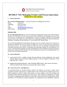 BUSMGT 7251 Managing Product and Process Innovation  (Subjected to some changes)