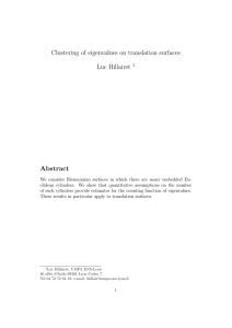 Clustering of eigenvalues on translation surfaces Luc Hillairet Abstract