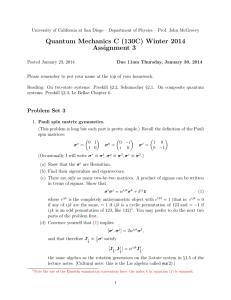 Quantum Mechanics C (130C) Winter 2014 Assignment 3