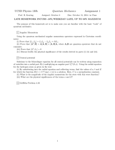 UCSD Physics 130b Quantum Mechanics Assignment 1