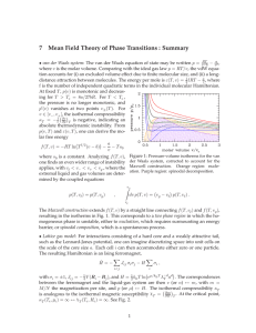7 Mean Field Theory of Phase Transitions : Summary