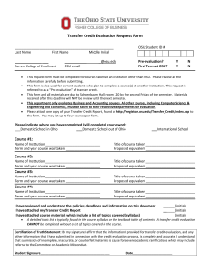 Transfer Credit Evaluation Request Form ________________________________________________ OSU Student ID #