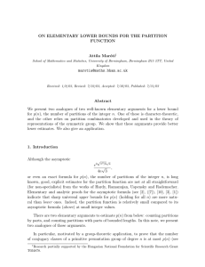 ON ELEMENTARY LOWER BOUNDS FOR THE PARTITION FUNCTION Attila Mar´ oti