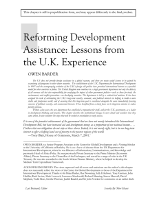Reforming Development Assistance: Lessons from the U.K. Experience