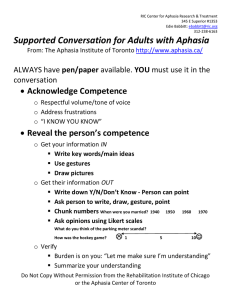 Supported Conversation for Adults with Aphasia Acknowledge Competence Reveal the person’s competence