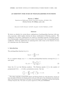 AN IDENTITY FOR SUMS OF POLYLOGARITHM FUNCTIONS Steven J. Miller