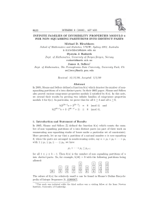 INTEGERS 9 (2009), 427-433 #A33 INFINITE FAMILIES OF DIVISIBILITY PROPERTIES MODULO 4
