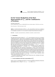 On the Various Realizations of the Basic Representation of A of Partitions