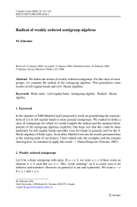 Radical of weakly ordered semigroup algebras M. Schocker