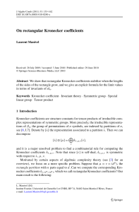 On rectangular Kronecker coefficients Laurent Manivel