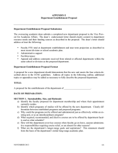 APPENDIX E Department Establishment Proposal  Department Establishment Proposal Submission