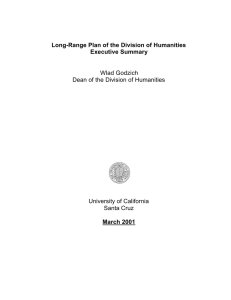 Long-Range Plan of the Division of Humanities Executive Summary March 2001