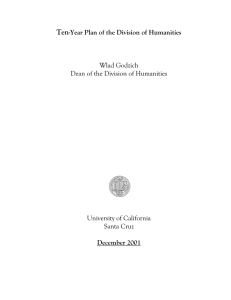 Ten -Year Plan of the Division of Humanities December 2001