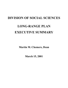 DIVISION OF SOCIAL SCIENCES LONG-RANGE PLAN EXECUTIVE SUMMARY