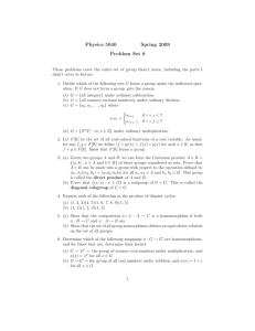 Physics 5040 Spring 2009 Problem Set 8