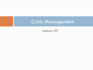 Crisis Management Lecture #9