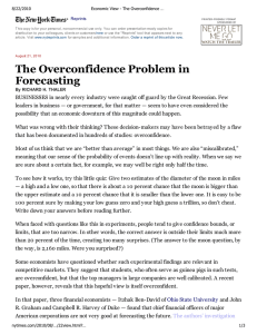 Reprints 8/22/2010 Economic View - The Overconfidence …
