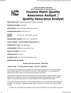 Income Maint Quality Assurance Analyst / Quality Assurance Analyst