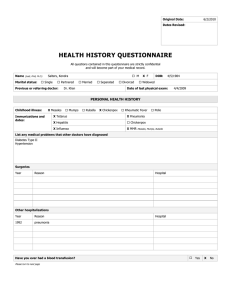HEALTH HISTORY QUESTIONNAIRE