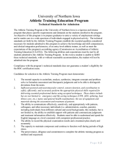 University of Northern Iowa Athletic Training Education Program  Technical Standards for Admission