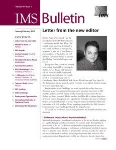 Bulletin IMS   Letter from the new editor Contents