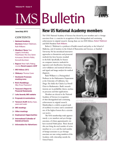 Bulletin IMS New US National Academy members Contents