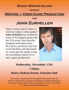 John Zurhellen Writing + Video Game Production Marist Writing Salons