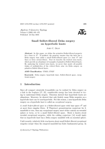 T A G Small Seifert-fibered Dehn surgery