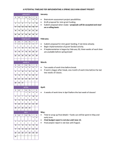 A POTENTIAL TIMELINE FOR IMPLEMENTING A SPRING 2015 MINI-GRANT PROJECT January: