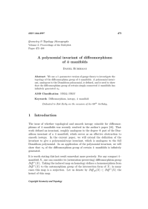 A polynomial invariant of diffeomorphisms of 4–manifolds Geometry &amp; Topology Monographs Daniel Ruberman