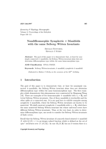 Nondiffeomorphic Symplectic with the same Seiberg–Witten Invariants Geometry &amp; Topology Monographs Ronald Fintushel