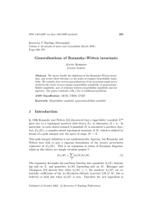 Generalisations of Rozansky-Witten invariants Geometry &amp; Topology Monographs Justin Roberts Justin Sawon