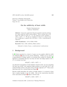 On the additivity of knot width Geometry &amp; Topology Monographs Martin Scharlemann