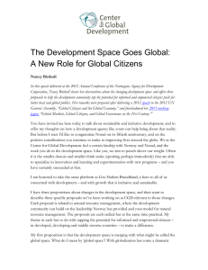 The Development Space Goes Global: A New Role for Global Citizens