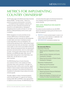 METRICS FOR IMPLEMENTING COUNTRY OWNERSHIP