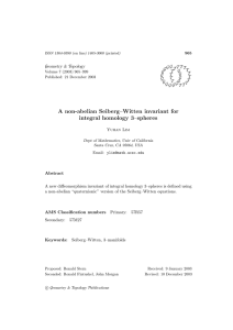 A non-abelian Seiberg–Witten invariant for integral homology 3–spheres Geometry &amp; Topology G
